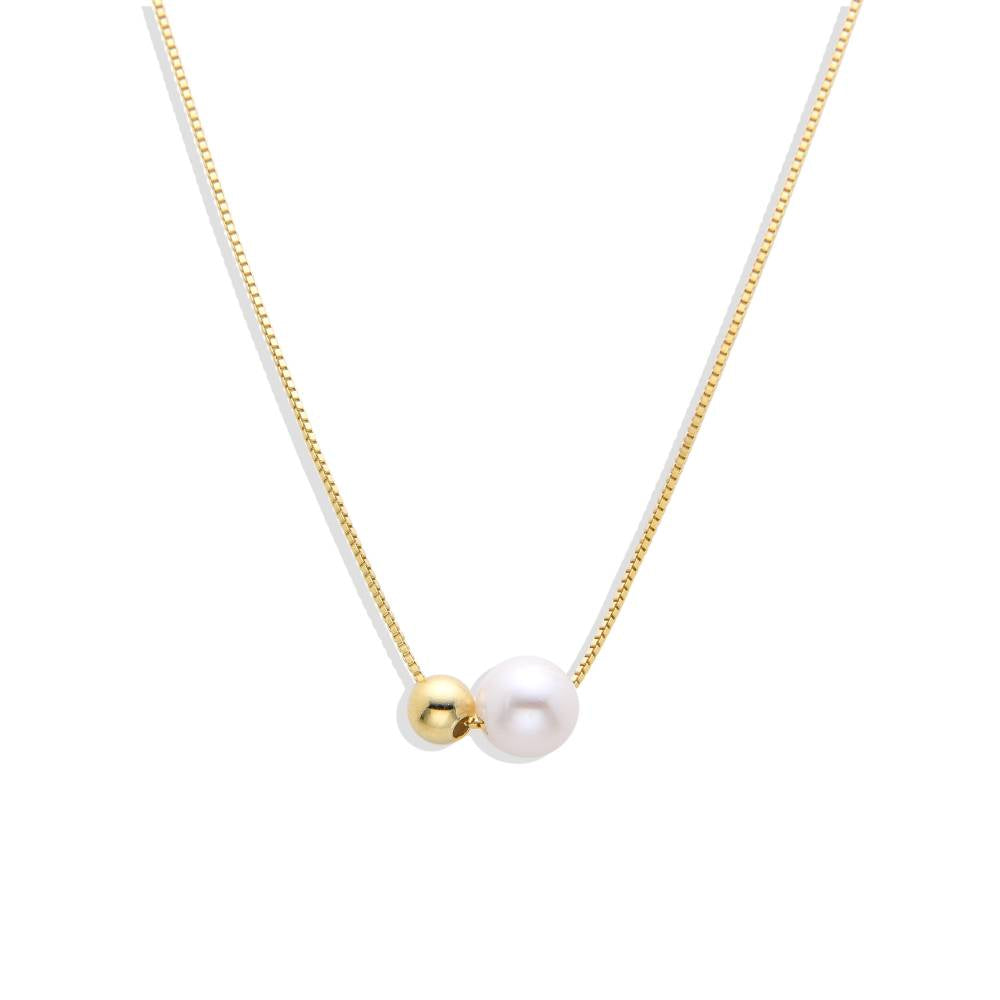 18K Gold Plated 925 Sterling Silver Pearl Pendant Necklace.-Necklaces-GULI GULI