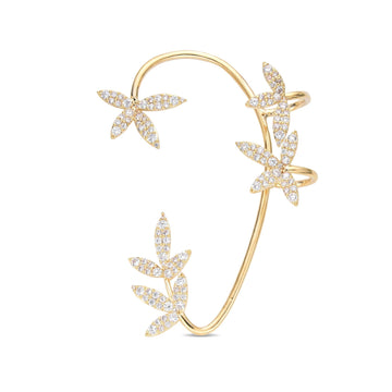 18k Gold Fashion Ear Cuff with Leaf Design-Earrings-ROMANE