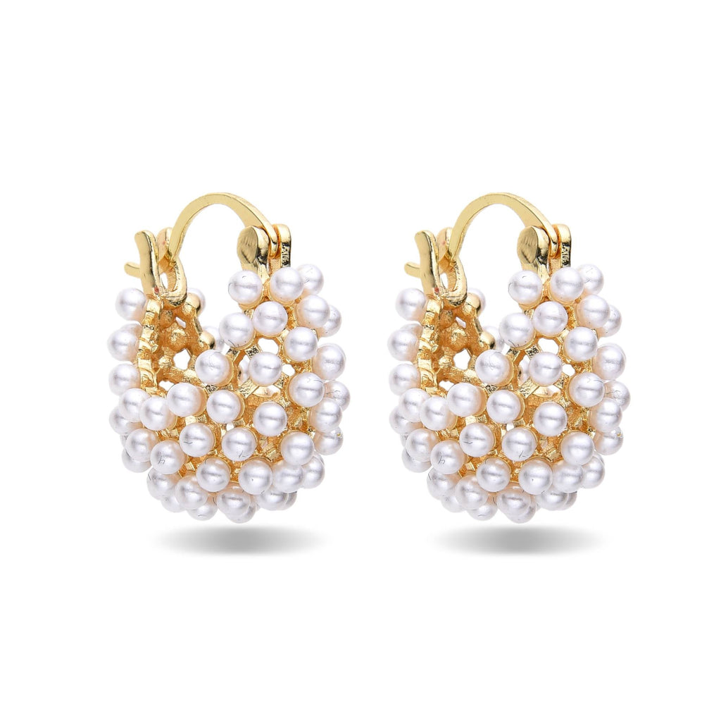 18k Gold Fashion Pearl Basket Earrings-Earrings-NEW WEI