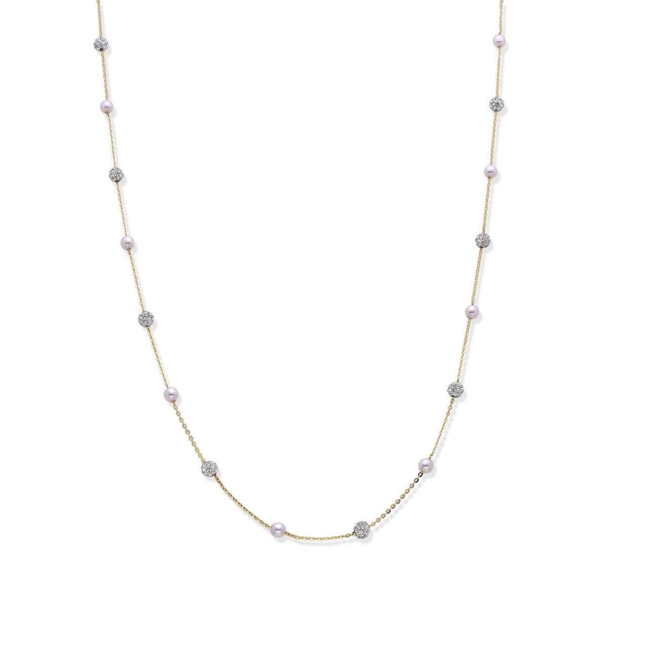 18k Gold Plated 925 Silver Necklace with Zirconia and Pearls-Necklaces-YIA SILVER