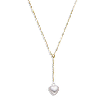 18k Gold Plated 925 Silver with Pearl Heart Pendant Necklace.-Necklaces-GULI GULI