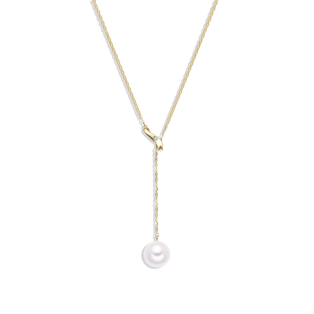 18k Gold Plated 925 Sterling Silver Dangling Pearl Pendant Necklace.-Necklaces-GULI GULI