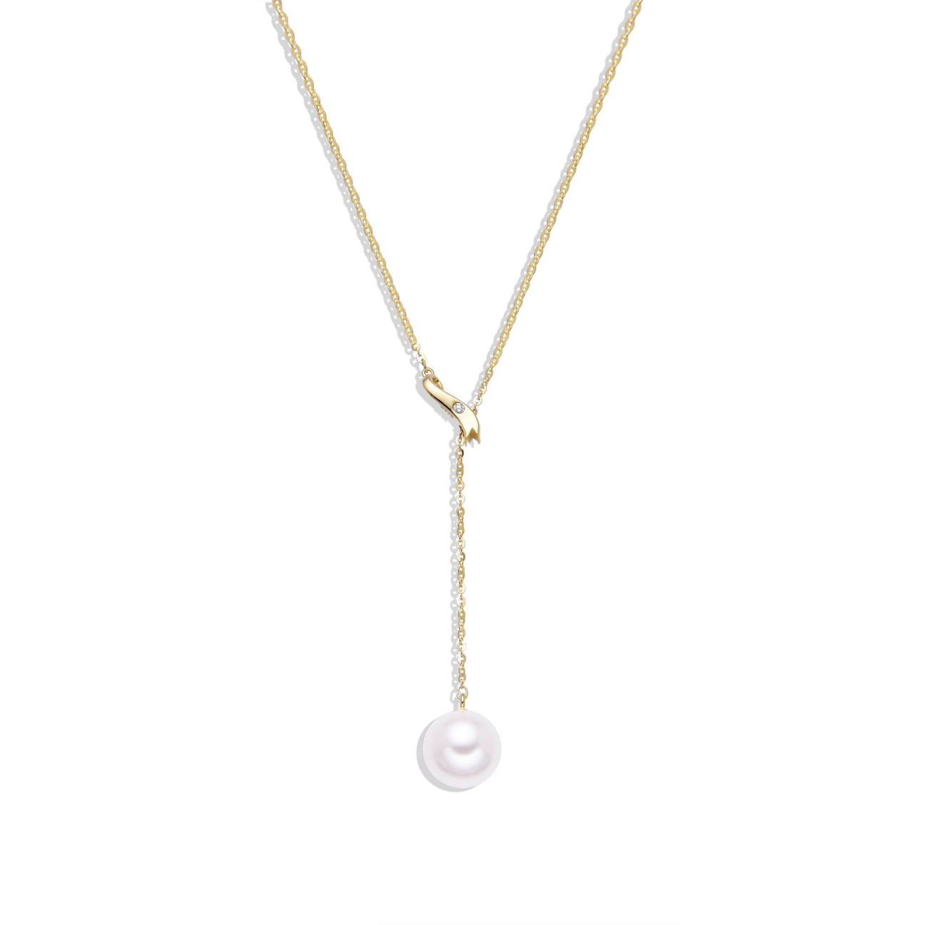 18k Gold Plated 925 Sterling Silver Dangling Pearl Pendant Necklace.-Necklaces-GULI GULI