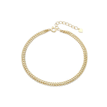 18k Gold Plated 925 Sterling Silver Double Chain Bracelet-Bracelets-GULI GULI