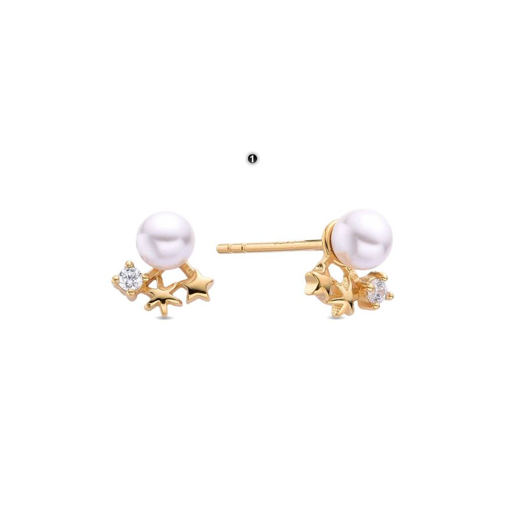 18k Gold Plated 925 Sterling Silver Earrings Twin Stars.-Earrings-GULI GULI