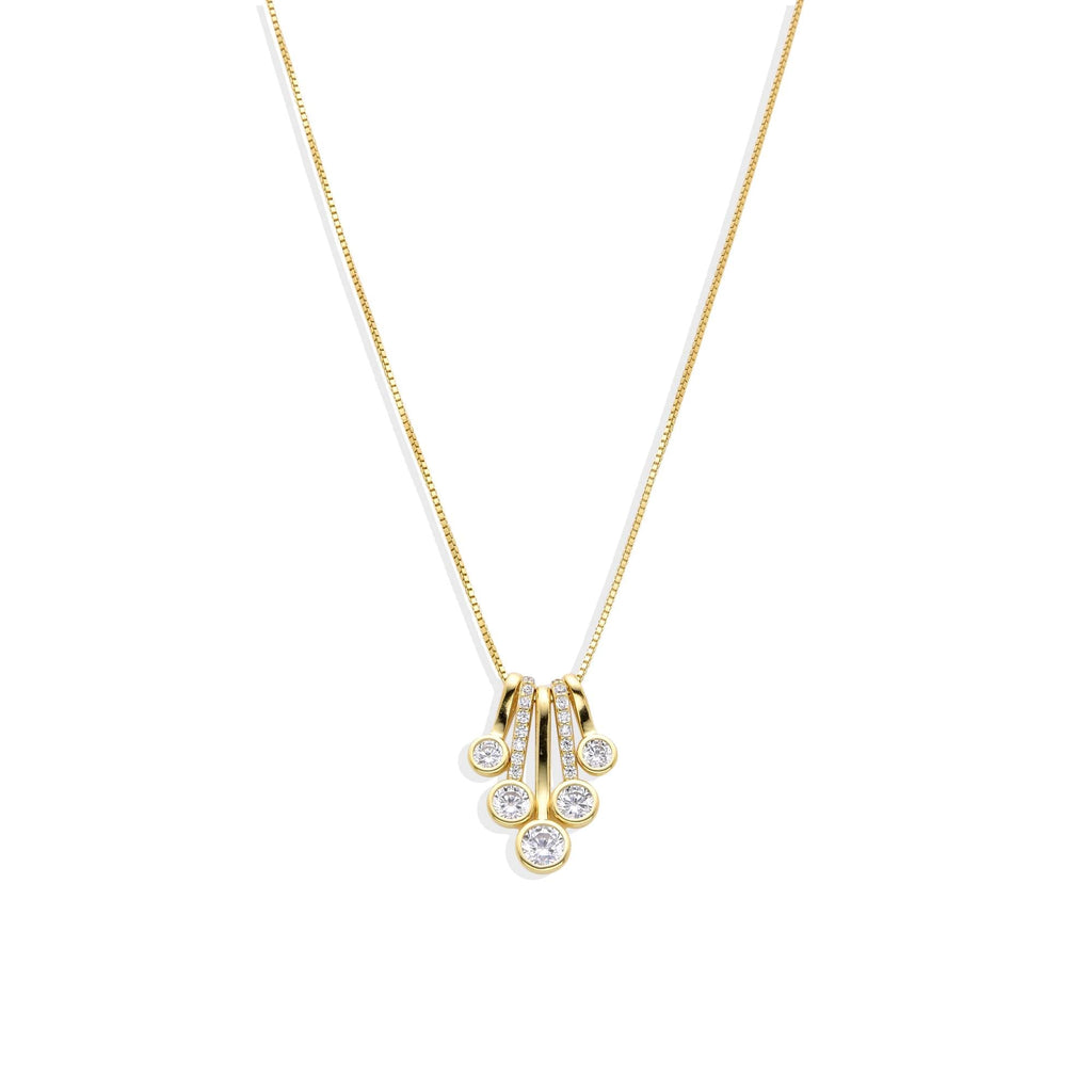 18k Gold Plated 925 Sterling Silver Necklace Cluster of Zirconia Pendant.-Necklaces-GULI GULI