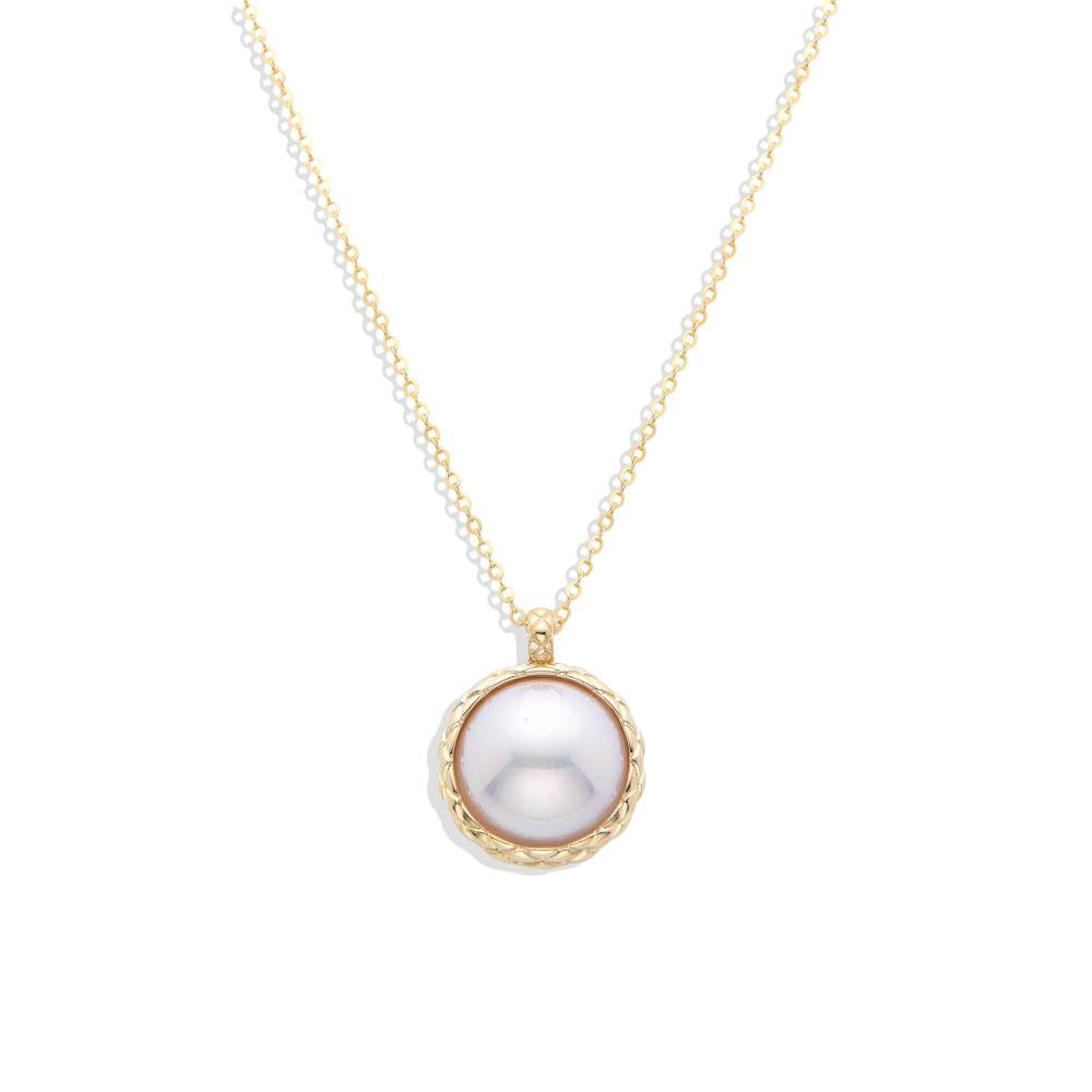 18k Gold Plated 925 Sterling Silver Necklace with Beautiful Pearl Pendant.-Necklaces-GULI GULI