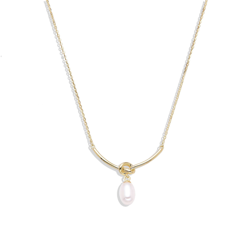 18k Gold Plated 925 Sterling Silver Pearl Pendant Charm Necklace.-Necklaces-GULI GULI