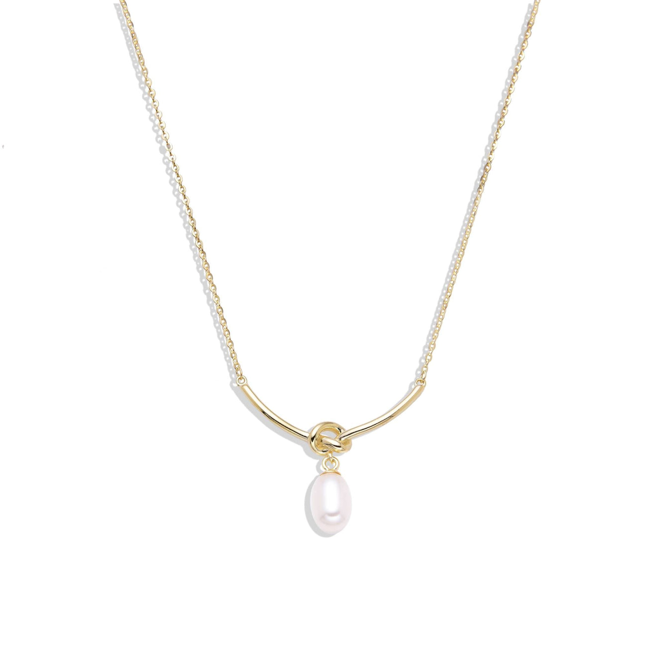 18k Gold Plated 925 Sterling Silver Pearl Pendant Charm Necklace.-Necklaces-GULI GULI