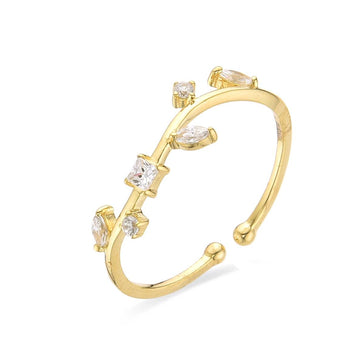 18k Gold Plated 925 Sterling Silver Ring with Zircons-Rings-GULI GULI