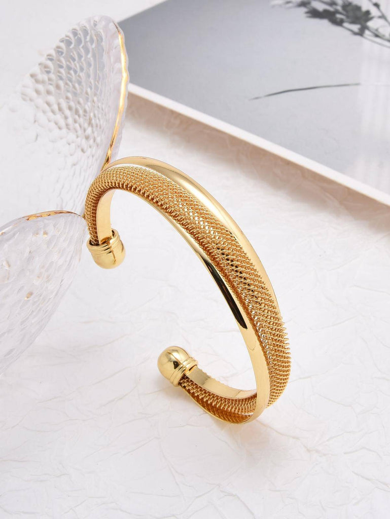 18k Gold Plated Brass Mesh Bracelet-Bracelets-JOYERIA OA XINGYE