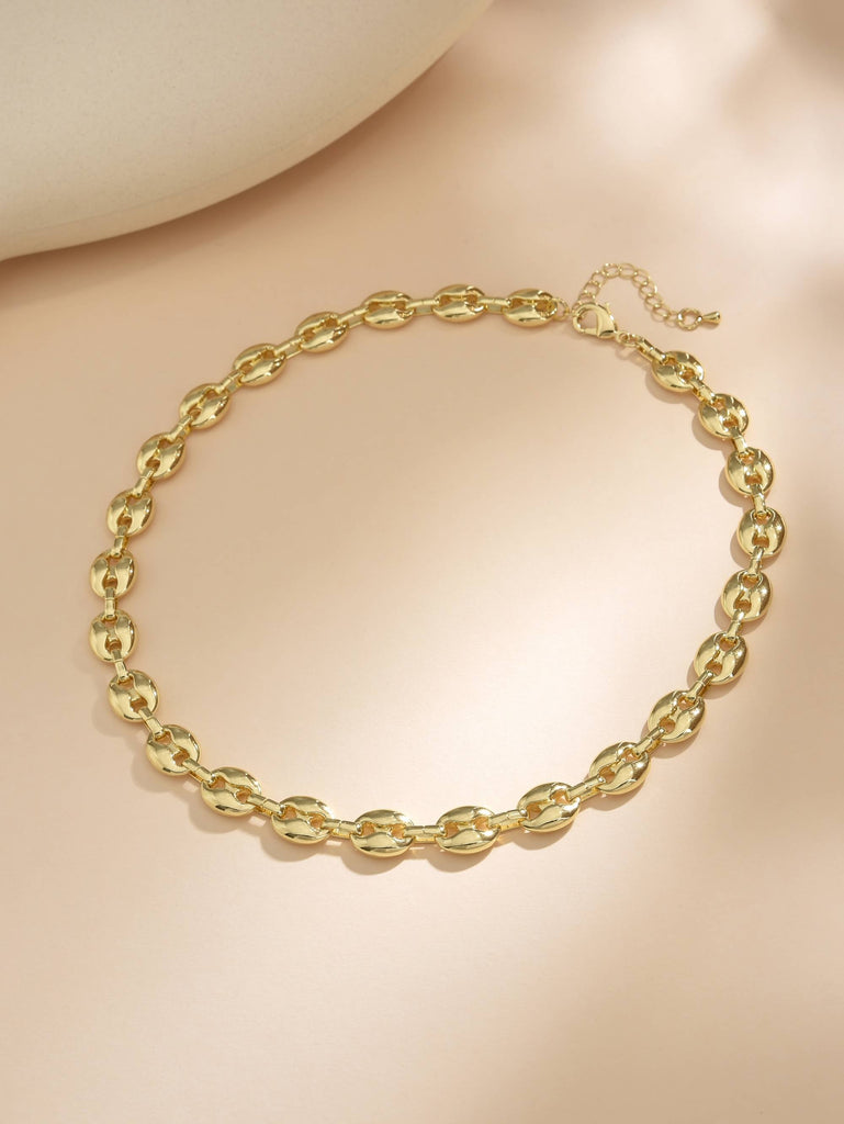 18k Gold Plated Cooper Flat Link Chain Necklace-Necklaces-ZIRCONIA