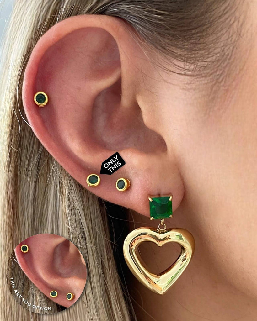 18k Gold Plated Green Stone Circular Earrings-Earrings-Vila veloni corp