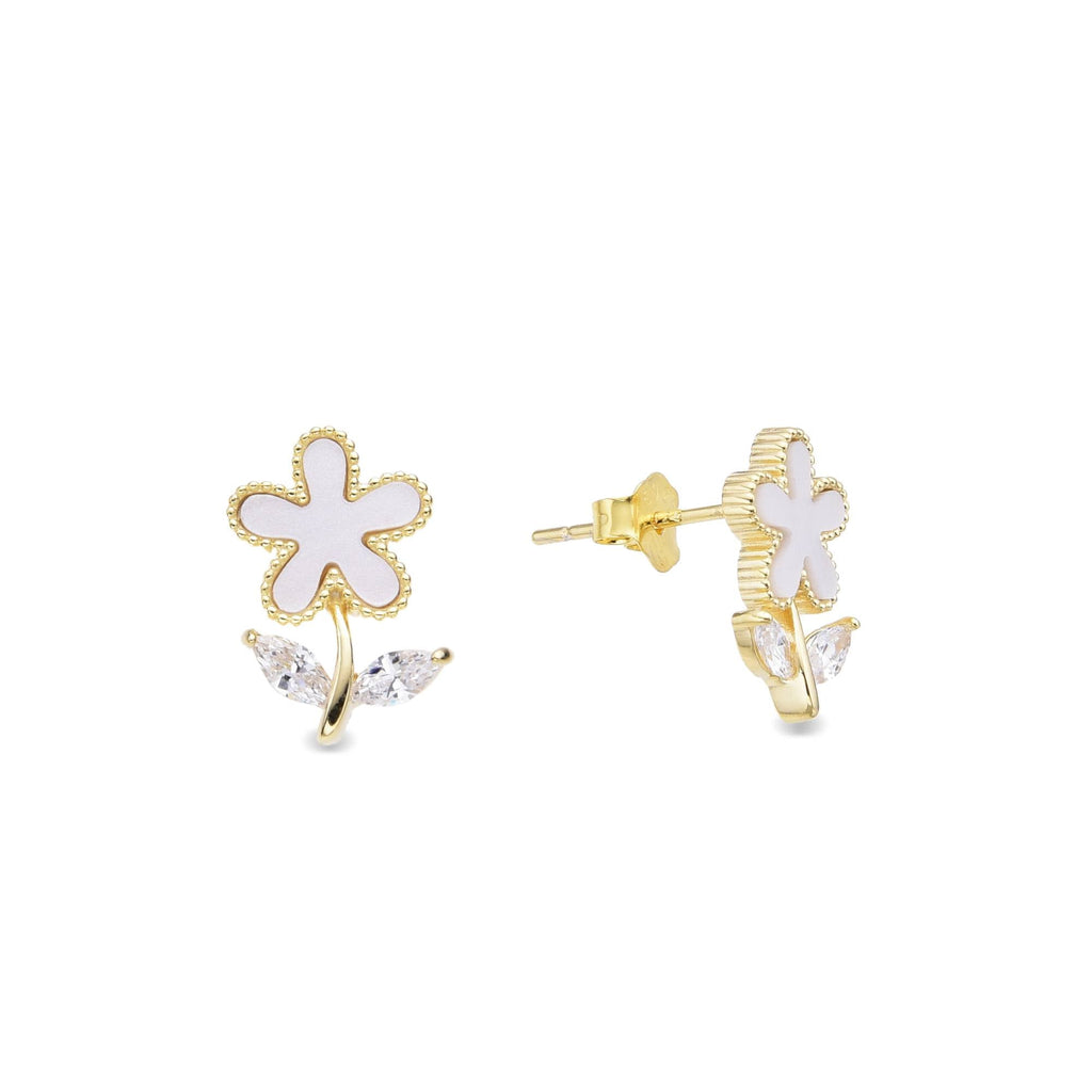 18k Gold Plated Sterling Silver Earrings with flower design-Earrings-GULI GULI