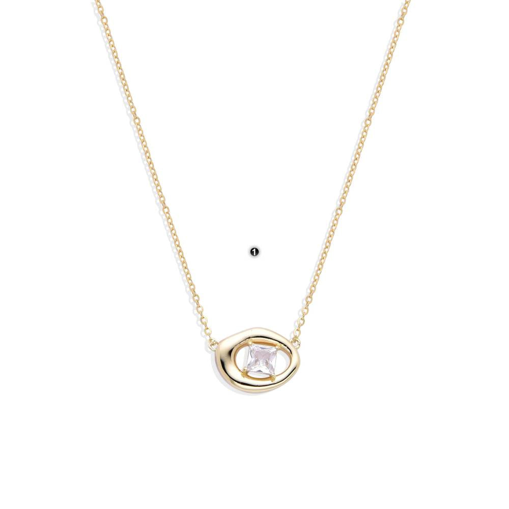 18k Gold Plated Sterling Silver Necklace Oval Pendant-Necklaces-GULI GULI