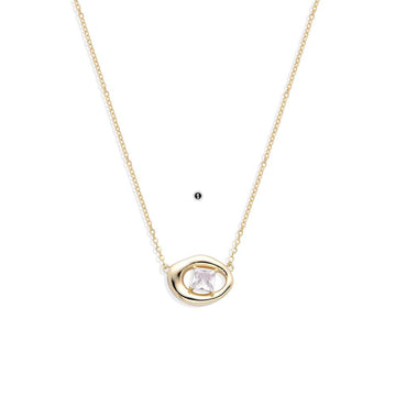 18k Gold Plated Sterling Silver Necklace Oval Pendant-Necklaces-GULI GULI