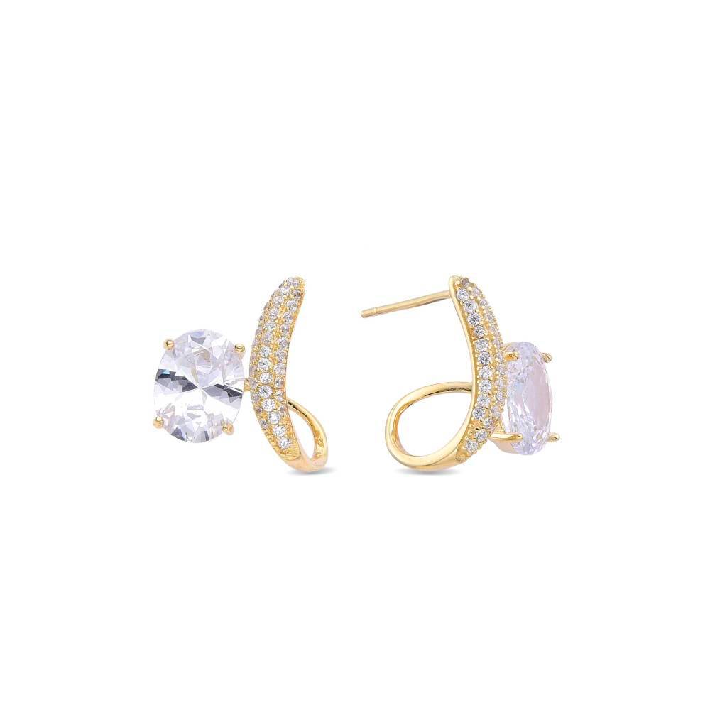 18k Plated Sterling Silver Curved Earrings-Earrings-GULI GULI