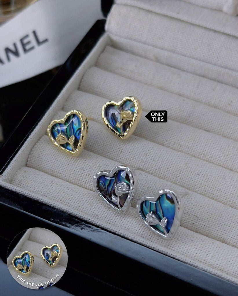 925 Silver Earrings with Heart Design in Precious Stone and 18k Gold Plated-Earrings-GULI GULI