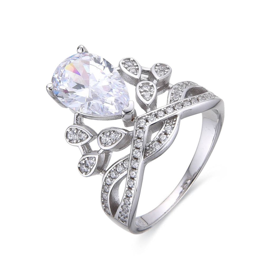 925 Silver Engagement Ring with Luxury Zirconia-Rings-NEW WEI