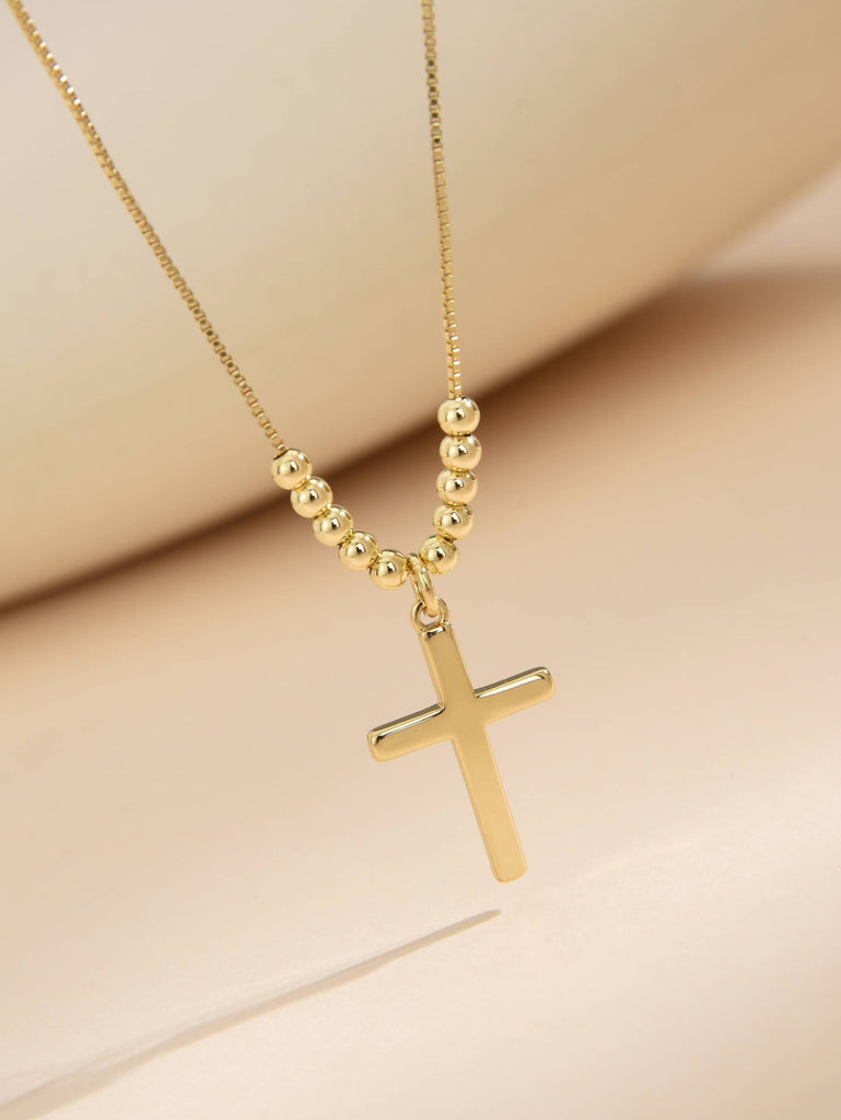 925 Silver Necklace with Cross Pendant-Necklaces-ZIRCONIA