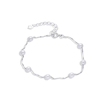 925 Sterling Silver Brilliant Pearls Bracelet.-Necklaces-GULI GULI