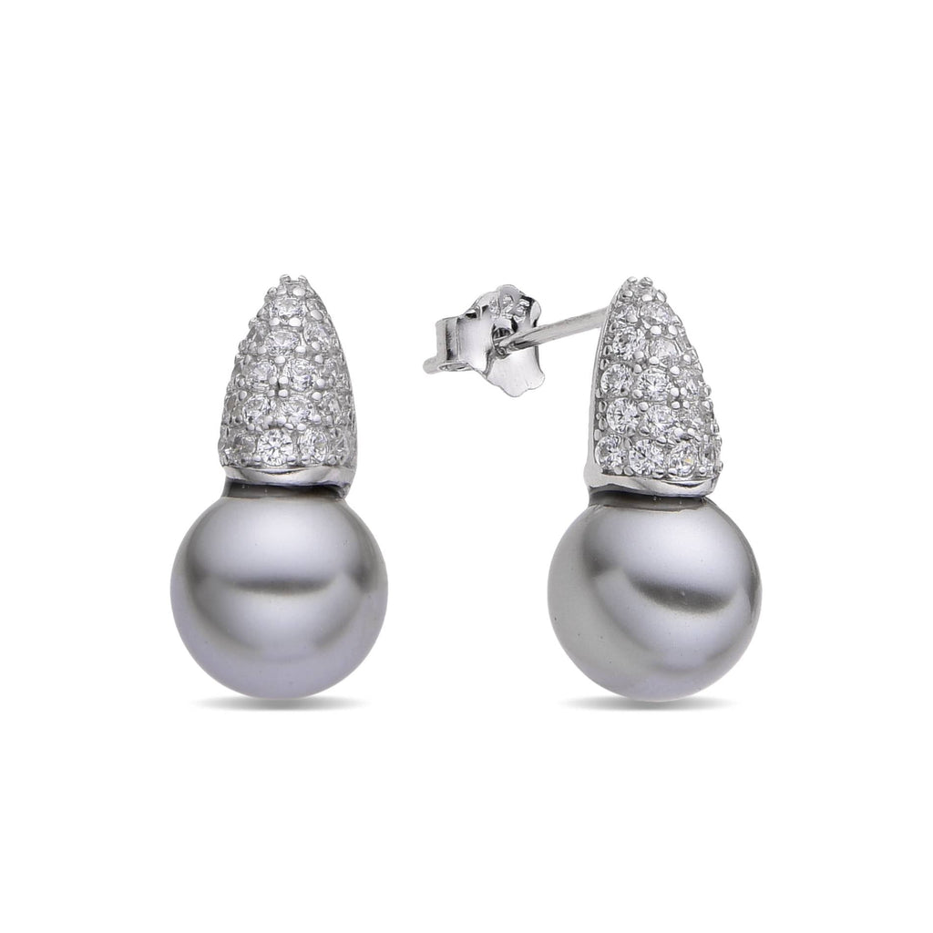 925 Sterling Silver Earrings with Pearls and Zirconia-Earrings-GULI GULI