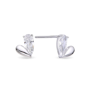 925 Sterling Silver Heart Earrings with Zircons-Earrings-GULI GULI