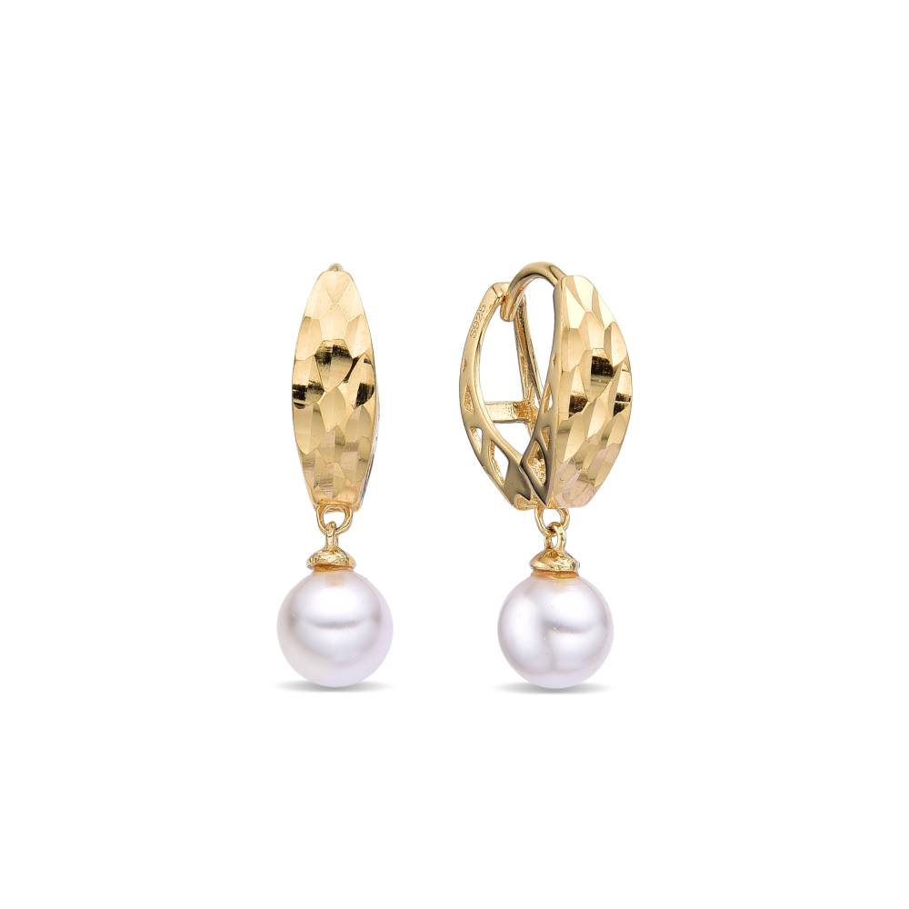 925 Sterling Silver Huggie Style Pearl Earrings.-Earrings-GULI GULI