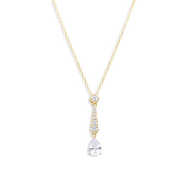 925 Sterling Silver Zirconia Drop Design Necklace-Necklaces-GULI GULI