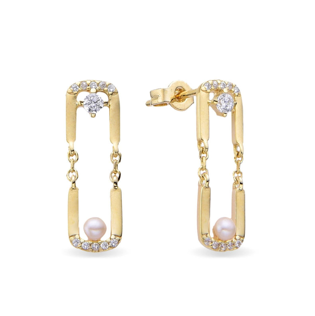 925 silver earrings with 18k gold plating with pearls and zirconias-Earrings-YIA SILVER