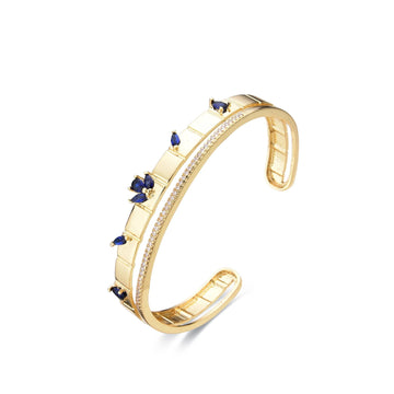 Adjustable Blue Bracelet 18k Gold Fashion With Clear Zircons Drops-Bracelets-LANDCICA