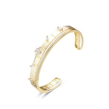 Adjustable Bracelet 18k Gold Fashion With Clear Zircons Drops-Bracelets-LANDCICA