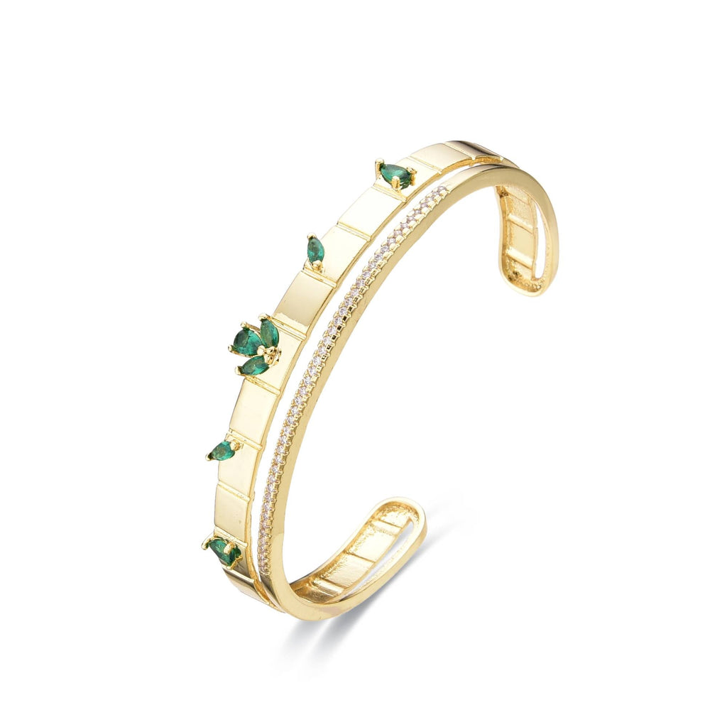 Adjustable Green Bracelet 18k Gold Fashion With Clear Zircons Drops-Bracelets-LANDCICA