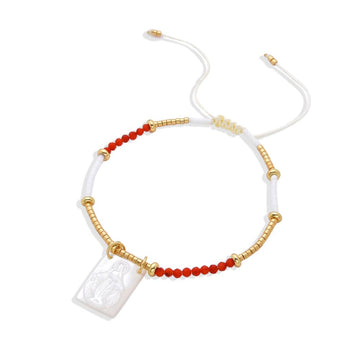 Adjustable Miracle Virgin Red Bracelet with Miyuki Beads: A Piece with Faith-Bracelets-BOJO