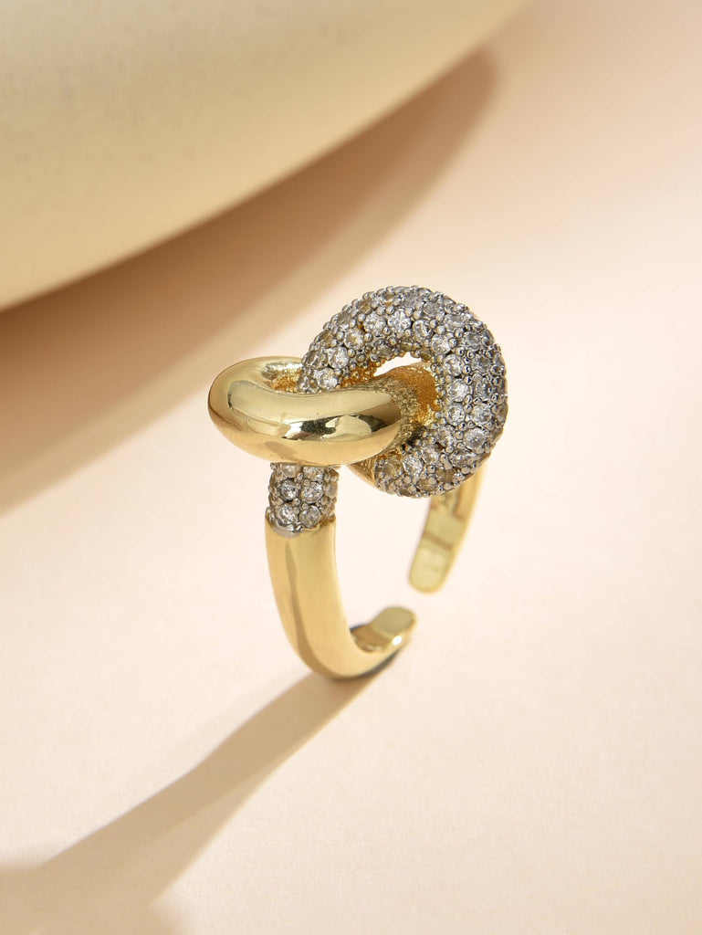 Adjustable Ring with Knot Design and Zirconias-Rings-ZIRCONIA