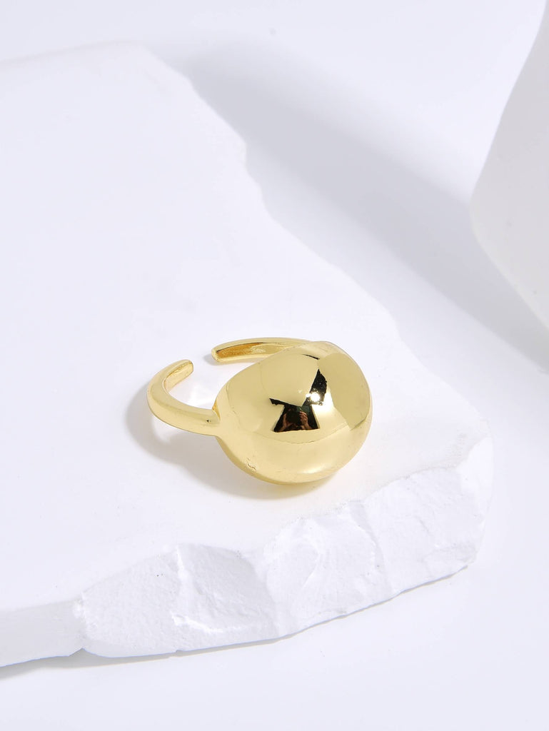 Adjustable Ring with Minimalist Sphere Design in 18k Gold Plated-Rings-kKT