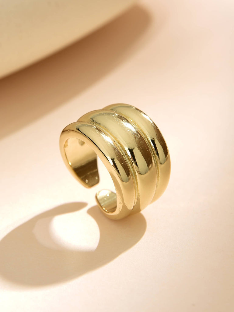 Adjustable Three Band Ring in 18k Gold Plated Cooper-Rings-ZIRCONIA