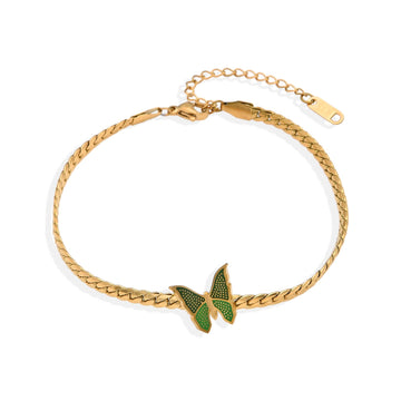 Anklet Green Butterfly in Gold Fashion-Anklet-NEW WEI