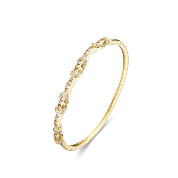 Bangle 18k Gold Fashion with Clear Zircons-Bracelets-LANDCICA