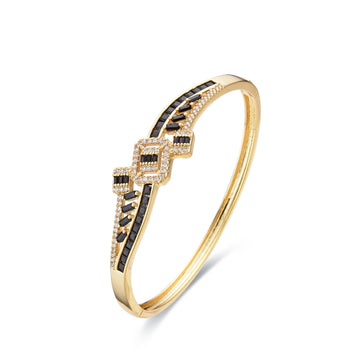 Bangle Black in Gold Fashion with Zircon-Bracelets-LANDCICA