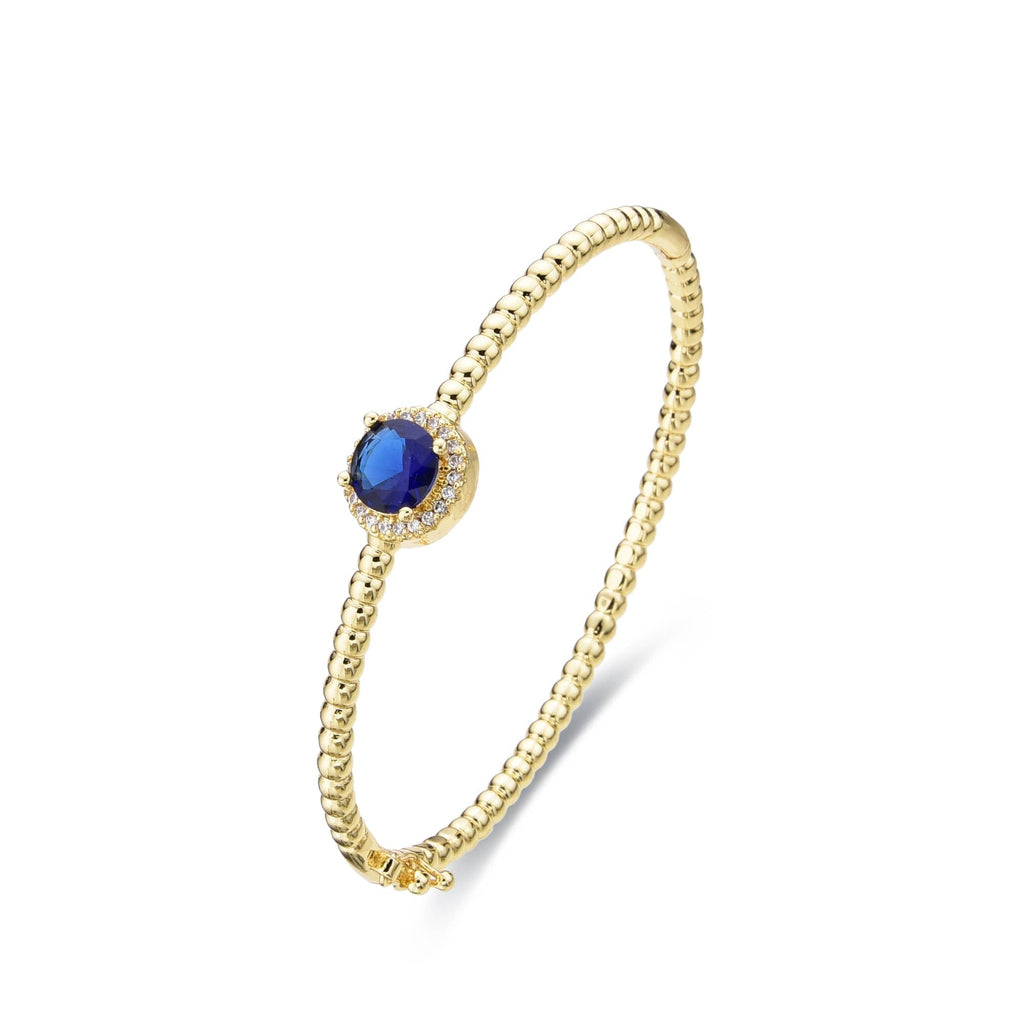 Bangle Blue Round Zircon in 18k Gold Fashion-Bracelets-LANDCICA