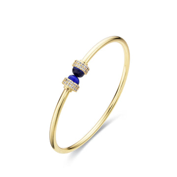 Bangle Blue in 18k Gold Fashion with Clear Micro Zirconia-Bracelets-LANDCICA