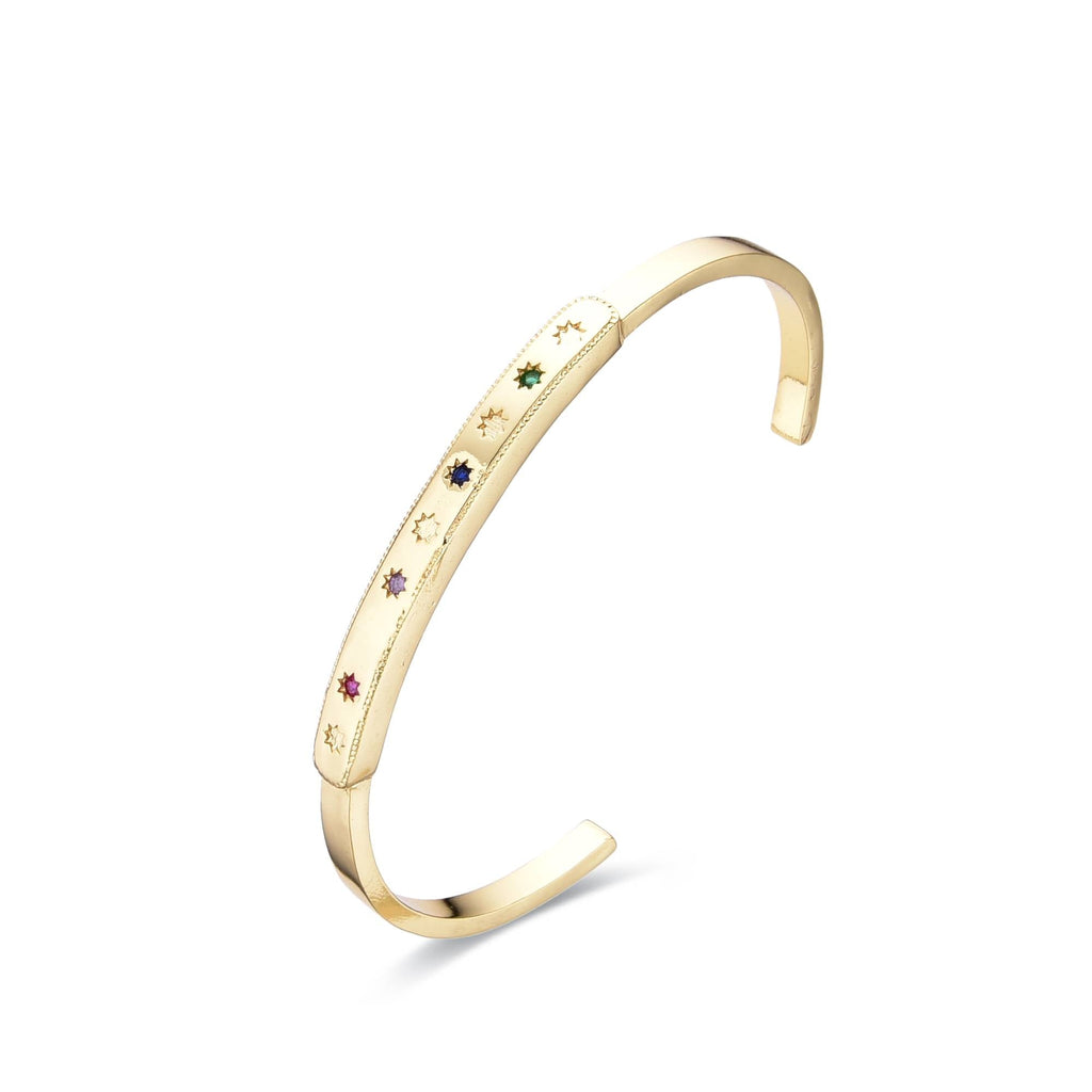 Bangle Gold Fashion Adjustable Size with Colored Zirconias-Bracelets-LANDCICA