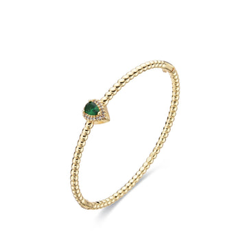 Bangle Green Drop 18k Gold Fashion with Clear Zircons-Bracelets-LANDCICA