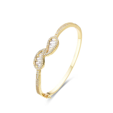 Bangle Leaf 18k Gold Fashion and Micro Zircons.-Bracelets-LANDCICA