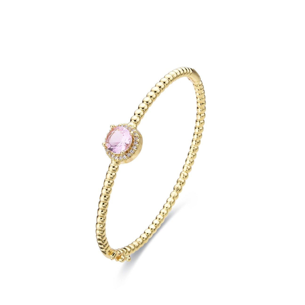 Bangle Pink Round Zircon in 18k Gold Fashion-Bracelets-LANDCICA