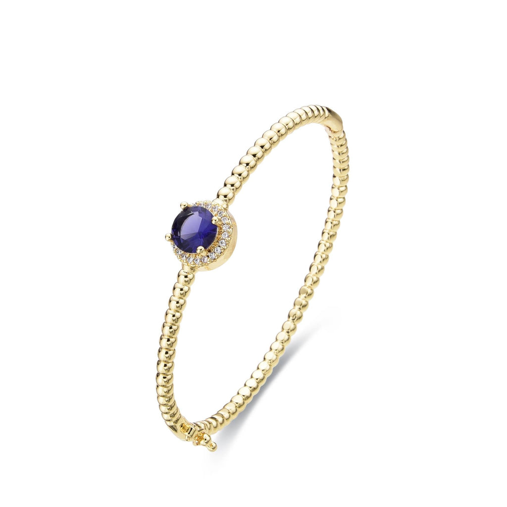 Bangle Purple Round Zircon in 18k Gold Fashion-Bracelets-LANDCICA