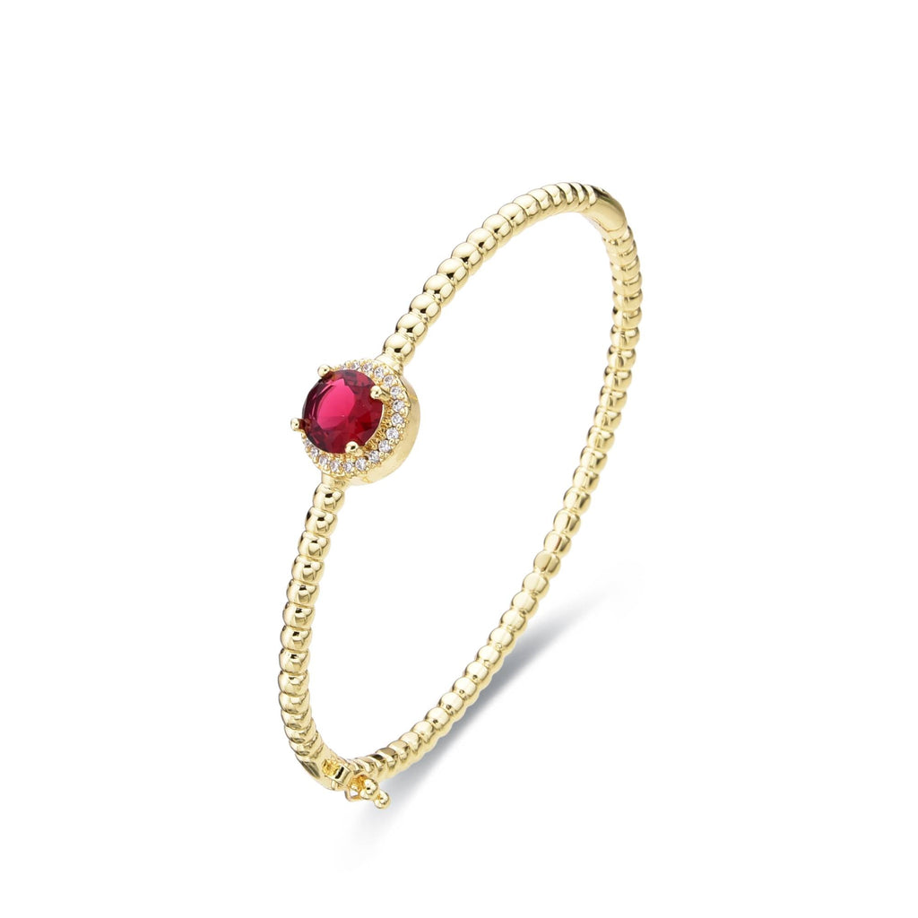 Bangle Red Round Zircon in 18k Gold Fashion-Bracelets-LANDCICA