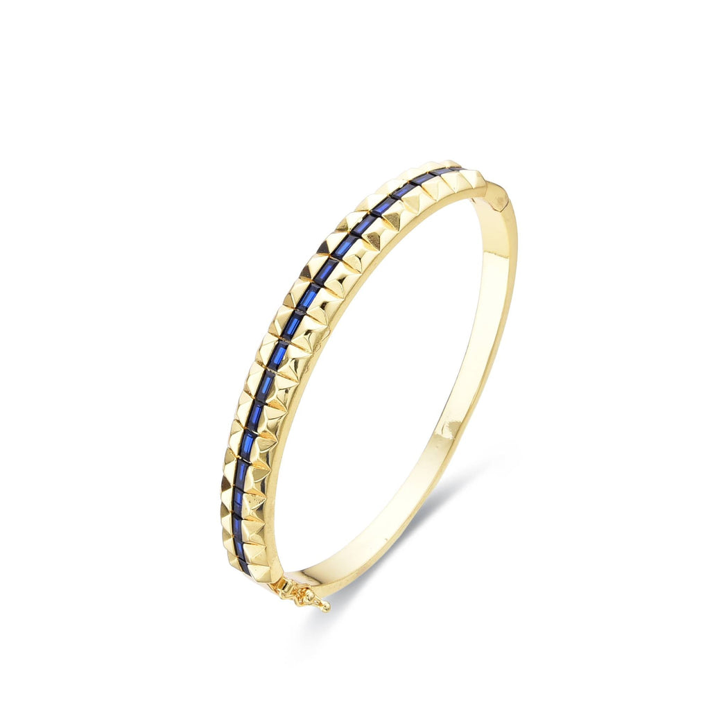 Bangle with Blue Zircons 18k Gold Fashion-Bracelets-LANDCICA