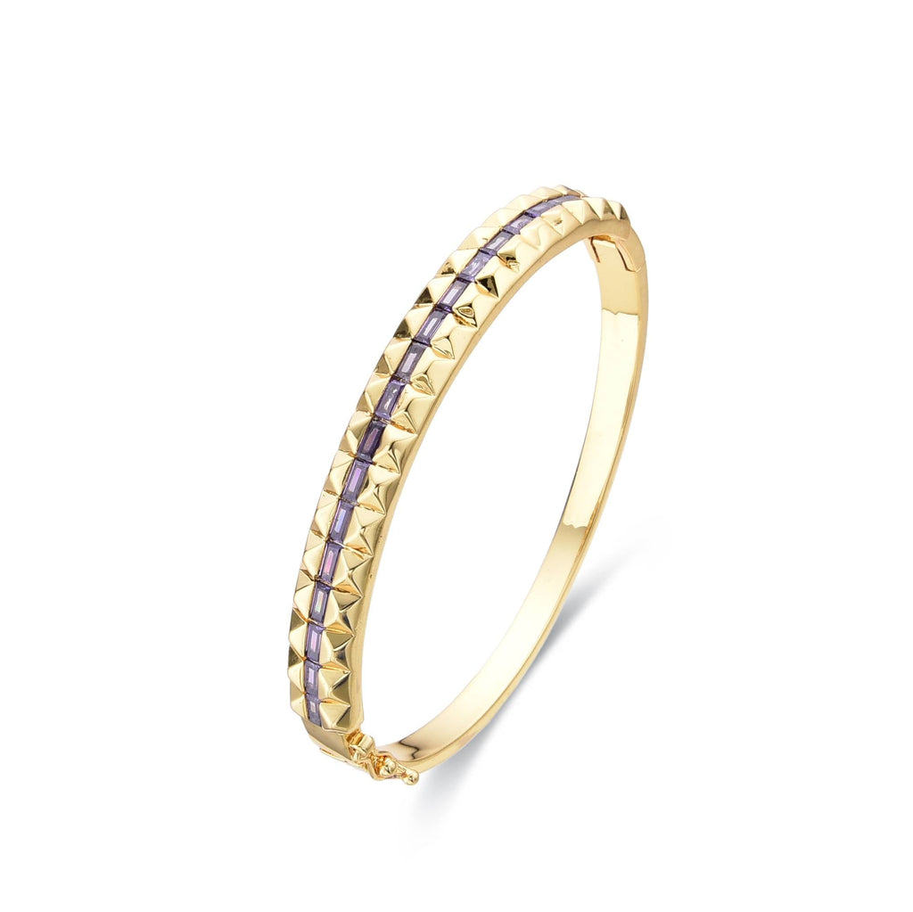 Bangle with Purple Zircons 18k Gold Fashion-Bracelets-LANDCICA